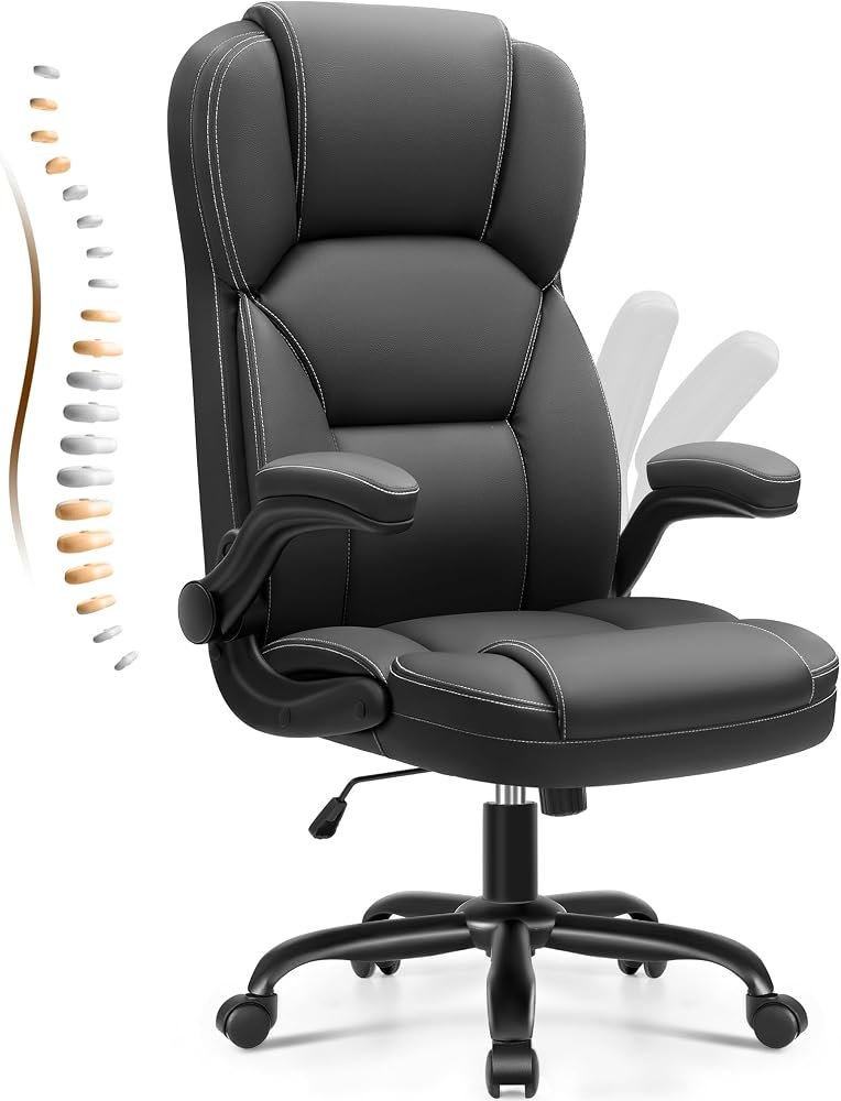 Ergonomic PU Leather Office Chair — Black