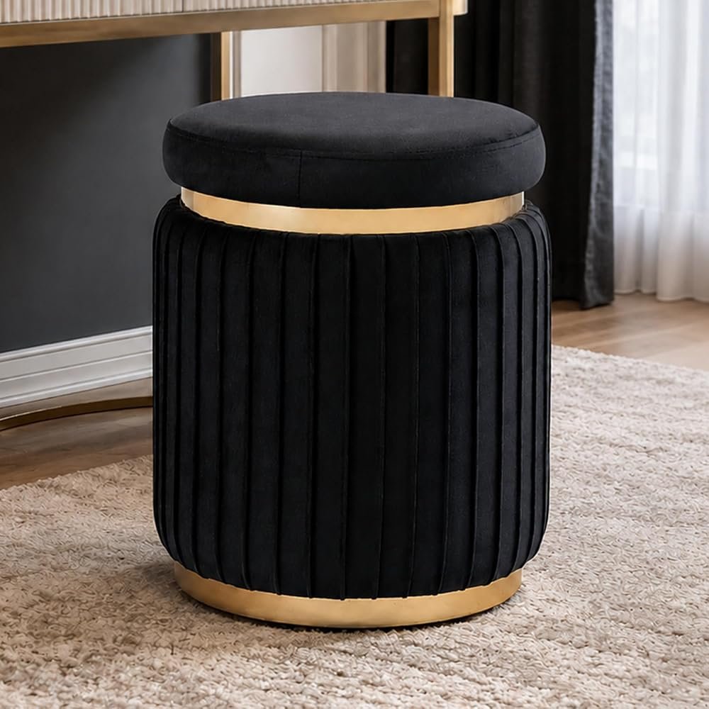 Round Ottoman — Black