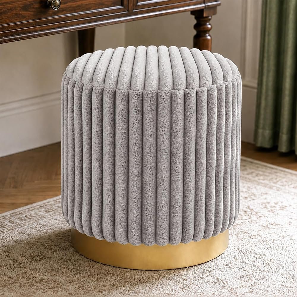 Round Ottoman Stool — Gray