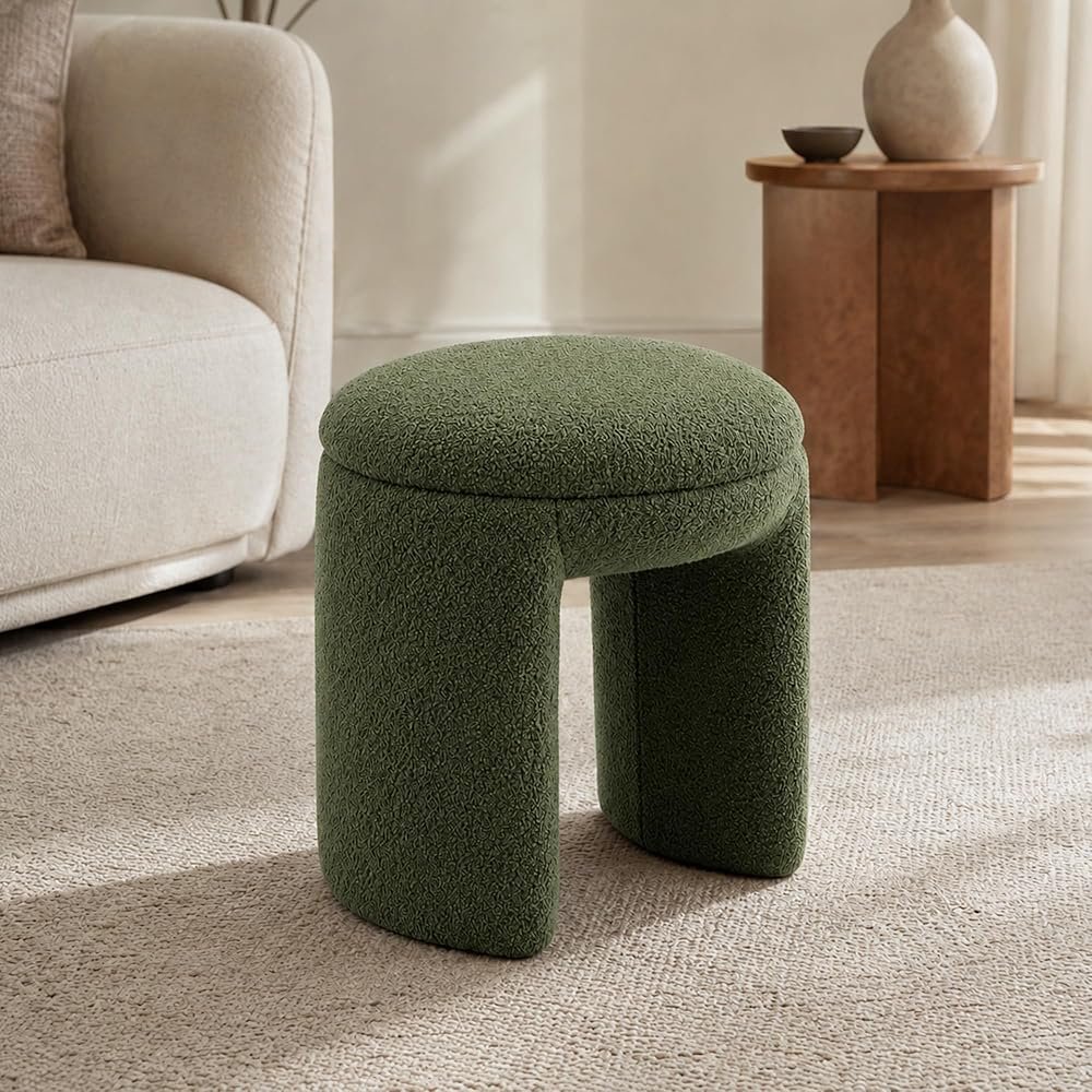 Round Ottoman Stool — Green