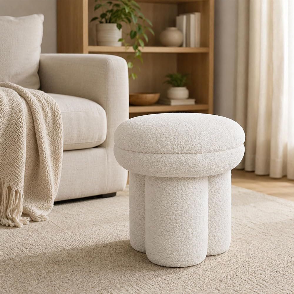 Mushroom Ottoman Stool — Beige