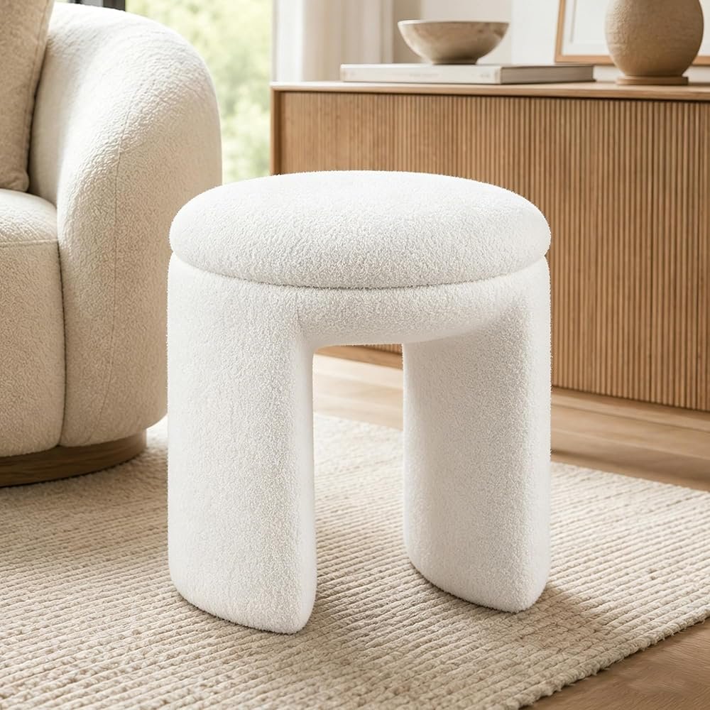 Mushroom Ottoman Stool — Beige