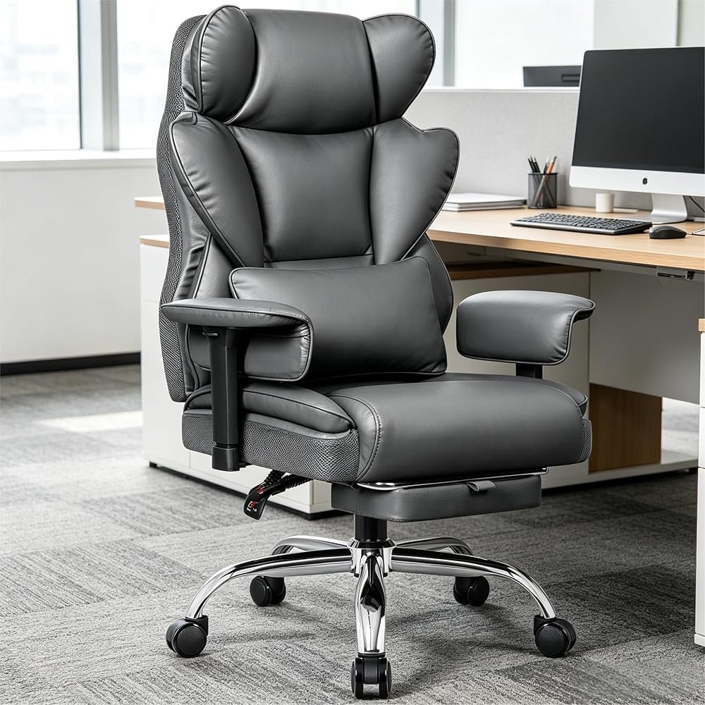 Big & Tall Office Chair 400 LBS Capacity — Gray