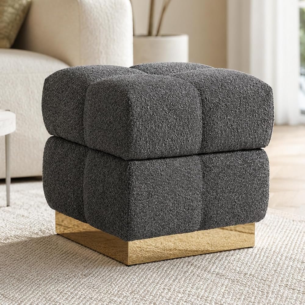Small Ottoman with Storage — Charcoal
