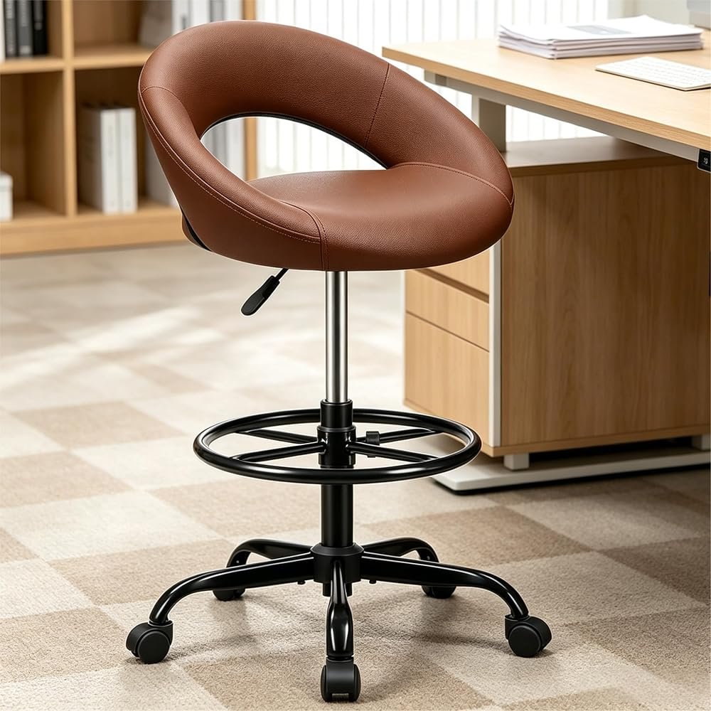 Bar Stool with Back Support — Brown